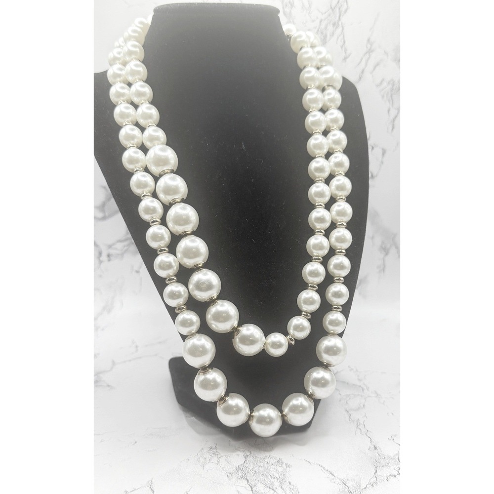 Charming Charlie Opera Length Faux Pearl Necklace 42"‎ Graduated Beads